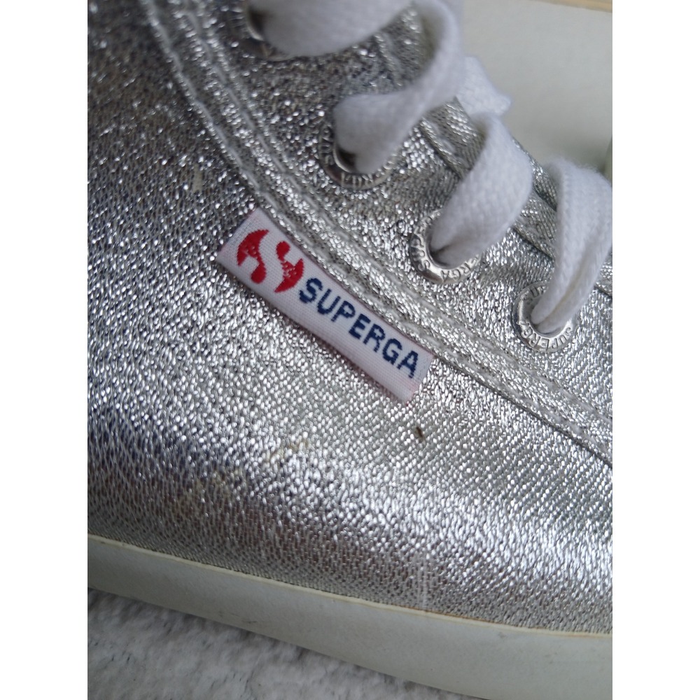 Superga High Top Sneakers Womens 6 Silver Good Studded Metallic S007U50 - Picture 4 of 9